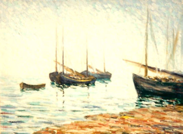 Lillie May Nicholson - "Fishing Boats After The Shower"  Etaples, France - Oil on canvas - 18" x 24"