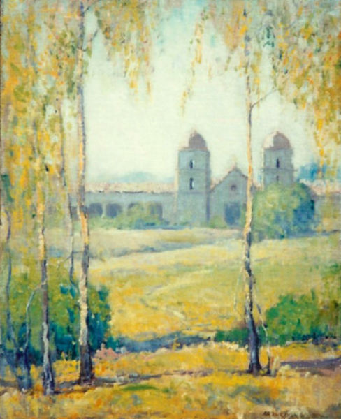 Arthur Hill Gilbert, A.N.A. - "Santa Barbara Mission" - Oil on canvas - 30" x 24" - Signed lower right
<br>Titled, dated, signed on reverse