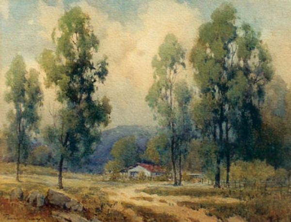 Percy Gray - "The Boronda Adobe" -Carmel Valley- - Watercolor - 16"x20" - Signed lower left