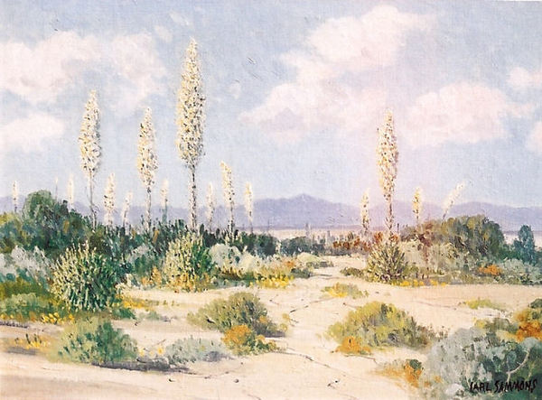 Carl Sammons - "Yucca In Bloom" -Palm Springs- - Oil on canvasboard - 12"x16"