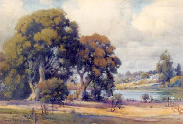 Percy Gray - "Lake El Estero, Monterey" - Watercolor - 14" x 20"