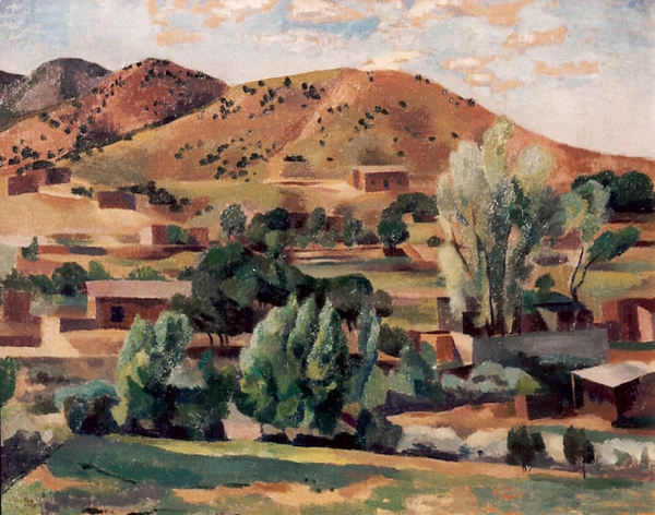 Willard Ayer Nash - "Landscape With Adobes" -Santa Fe- - Oil on canvas - 24" x 30"