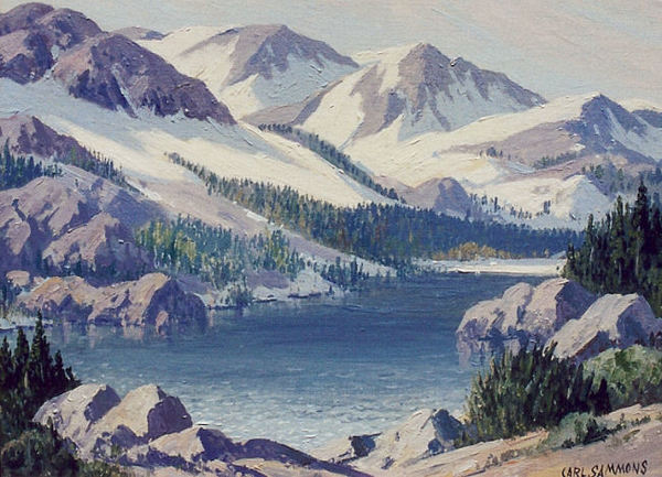 Carl Sammons - "Lake Sabrina" -High Sierra, California- - Oil on canvasboard - 12"x16" - Signed lower right
<br>Titled on reverse