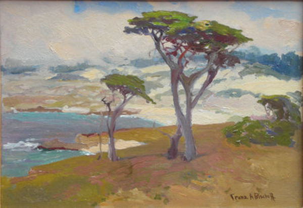 Franz A. Bischoff - "Fanshell Beach from Cypress Point" - Oil on board - 13" x 19"