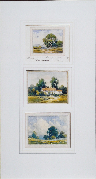 Percy Gray - Triple set of miniature watercolors - Watercolor - each approx. 4" x 4 1/2"