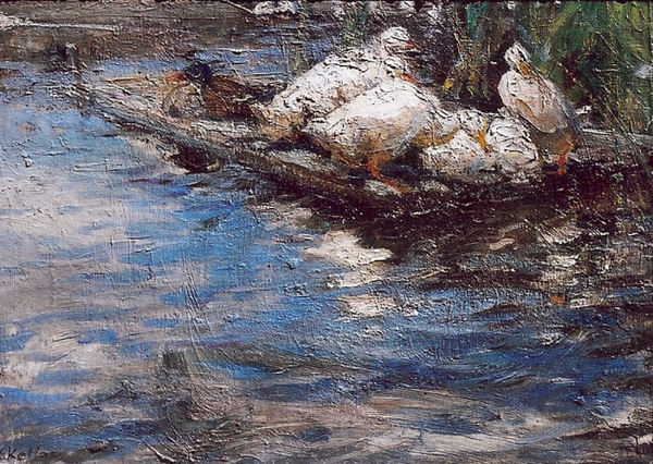 Henry George Keller - "Ducks Resting" - Oil on canvas - 16" x 22"