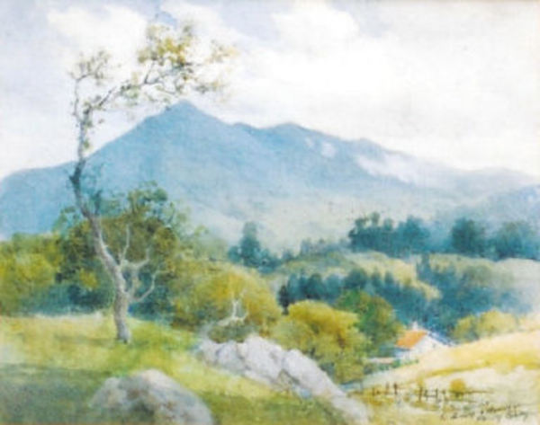 Percy Gray - "Homesite with Mt. Tamalpais in Distance" - Watercolor - 16" x 20"