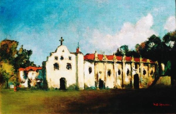 Will Sparks - "Mission San Gabriel Arcangel" - Oil on canvas - 12" x 18"