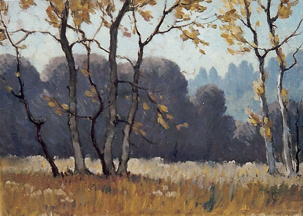 Frank Tolles Chamberlin - "In The Arroyo" -Pasadena- - Oil on masonite - 12"x16"
