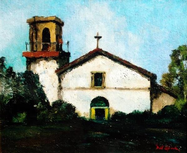 Will Sparks - "Mission San Juan Bautista" - Oil on canvas - 10" x 12"