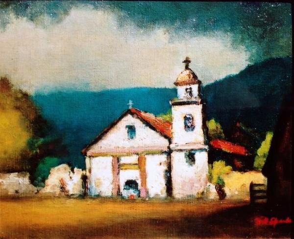 Will Sparks - "Mission Santa Cruz" - Oil on canvas - 10" x 12"