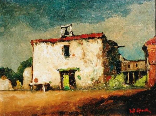 Will Sparks - "Mission Rosario" - Santa Fe, New Mexico - Oil on canvas - 10" x 13"