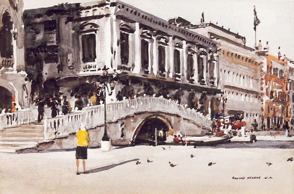 Donald Teague, N.A. - "Ponte Paglie" -Venice- - Watercolor - 6"x9"
