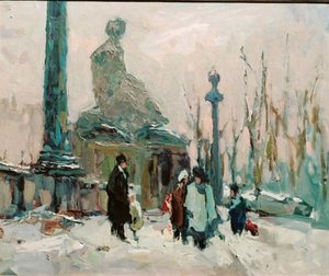 S.C. Yuan - "Winter Scene" - Paris - Oil on canvas - 29" x 35"