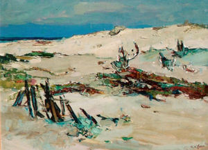 S.C. Yuan - "Sand Dunes near Spanish Bay" - Oil on masonite - 23 1/2" x 31 1/2"