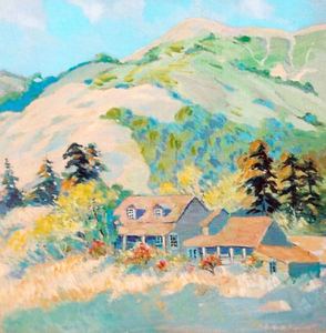 Mary DeNeale Morgan - "Old Post House, Big Sur" - Oil on masonite - 24" x  24"