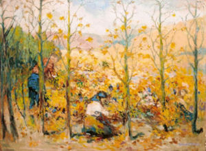 Thomas A. McGlynn - "Workers in the Vines" - Oil on masonite - 20" x 27"