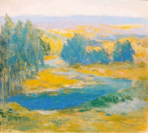 Thomas A. McGlynn - "Valley Landscape" - Oil on canvas - 19" x 21"