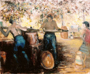 Thomas A. McGlynn - "The Wine Makers" - Oil on canvas - 20" x 24"