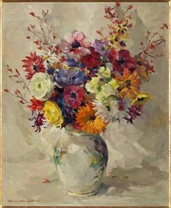 Armin C. Hansen, N.A. - "Still Life with Flowers" - Oil on masonite - 22" x 18"