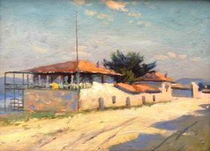 Manuel Valencia - "Monterey Custom  House" - Oil on board - 9" x 12"