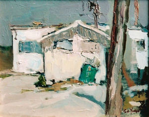 S.C. Yuan - "Houses near Monterey" - Oil on masonite - 8" x 10"