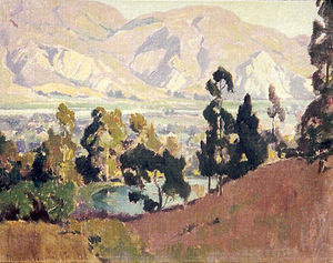 Marion Kavanaugh Wachtel - "Southern California Landscape" - Oil on canvasboard - 13 1/4" x 17"
