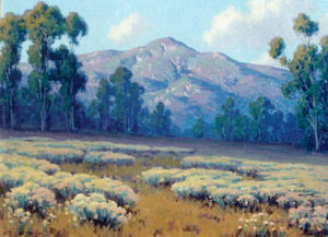 John Marshall Gamble - "Wild Everlasting" - Oil on canvas - 18" x 24" - Signed lower left; titled and signed on reverse. 
<br>Originally sold through Gump's (label on reverse).