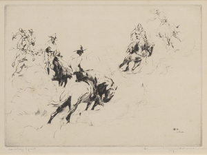 Armin C. Hansen, N.A. - "Cowboy Sport" - Drypoint - 5" x 7"