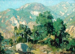 Franz A. Bischoff - "San Gabriel Mountains near Pasadena" - Oil on canvas/board - 14 1/2" x 19 1/2"