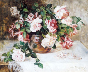 Alice B. Chittenden - "Still Life With Roses" - Oil on canvas - 20"x24"