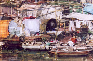 Donald Teague, N.A. - "Hong Kong Waterfront" - Watercolor - 6"x9"