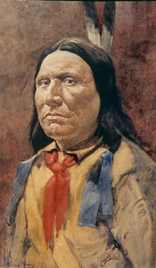 Percy Gray - "Indian Brave" - Watercolor - 15" x 8 3/4"