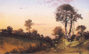 Jules Tavernier - "Dying Day" - Pastel - 4 3/4" x 7 3/4" sight size