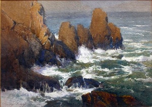 Percy Gray - "Rocks at Point Lobos" - Watercolor - 10" x 14"