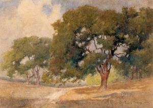 Percy Gray - "Path Through The Oaks" - Watercolor - 10 1/2" x 14 3/4"