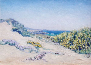 Lillie May Nicholson - "Sand Dunes near Spanish Bay" - Oil on board - 12"x16" - Signed lower right