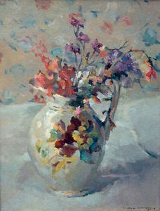 Armin C. Hansen, N.A. - "Old Fashioned Flowers" - Oil on canvasboard - 16" x 12"