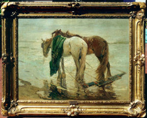 William Ritschel, N.A. - "Fishermens' Horses" - Oil on canvas - 30" x 40"