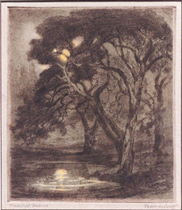 Pedro J. de Lemos - "Moonlight Shadows" - Color stone lithograph - 9 1/2"x8"