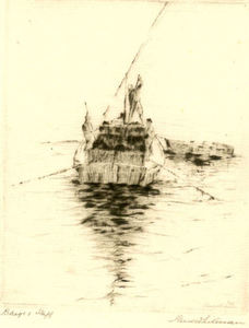 Paul Whitman - "Barge & Skiff" - Etching - 5" x 4"