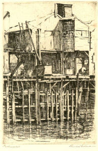 Paul Whitman - "Fishmarket" - Etching - 6" x 4"