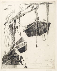 Paul Whitman - "Skiffs" - Etching - 10" x 8"