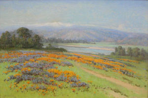 William F. Jackson - "California Landscape with Poppies & Lupine" - Oil on canvas - 20" x 30"