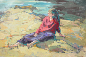 S.C. Yuan - "Girl at the Sunny Shore" - Oil on canvas - 32" x 48"