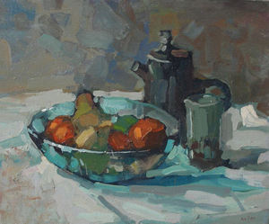 S.C. Yuan - "Still Life with Bowl of Fruit" - Oil on canvas - 20" x 24"