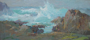 S.C. Yuan - "Bay Shore" - Oil on board - 12 1/4" x 27 1/4"