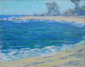William Posey Silva - "Blue Bay - Santa Monica Coast" - Oil on canvas/board - 8" x 10"