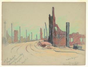 Mary DeNeale Morgan - Ruins-James Lick-Pioneer Building 4th Street from Market - Mixed media - 8 3/4" x 11 3/4"