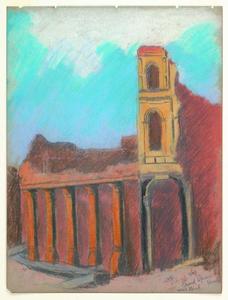 Mary DeNeale Morgan - Ruins of Grand Opera House near Third - Mixed media - 11 3/4" x 8 3/4"